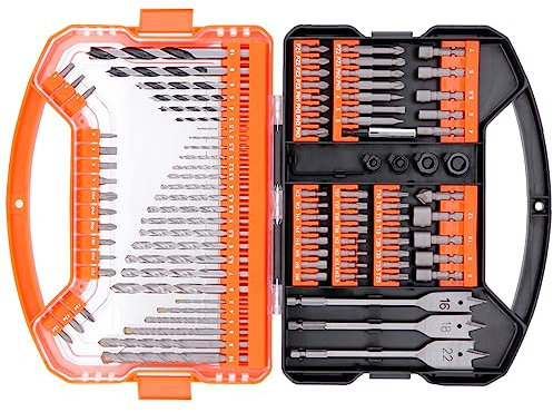 Drill Bit Set 101-Pieces, Combination Drill Bit Set Screwdriver Set For Masonry, Metal, Wood, Aluminium In Durable Portable Case For DIY Project Repairs and Maintenance WellCut