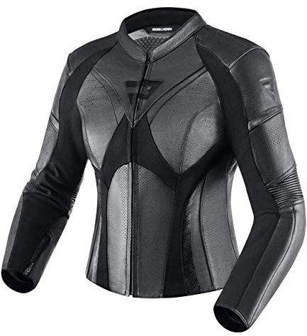 REBELHORN Rebel Lady Motorradjacke Damen | Rindsleder | Ellbogen und Schulterprotektoren Stufe 2 | Rückenprotektor Stufe 1 | Perforierte Belüftungspaneele