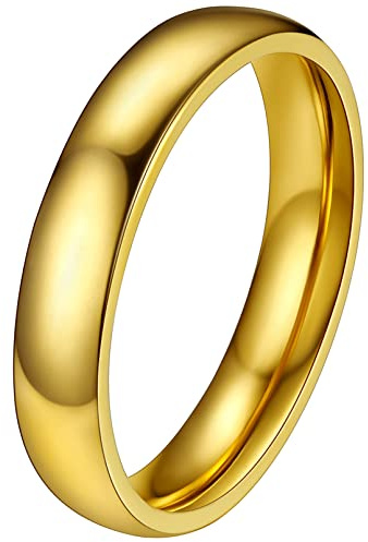 FaithHeart Rostfritt stål herr dam ring anpassningsbar storlek 47-67 ring allians bredd 2 mm/4 mm/6 mm/8 mm silver/guld/svart smycken fina ringar för tonåring, pojke, flicka (presentlåda)