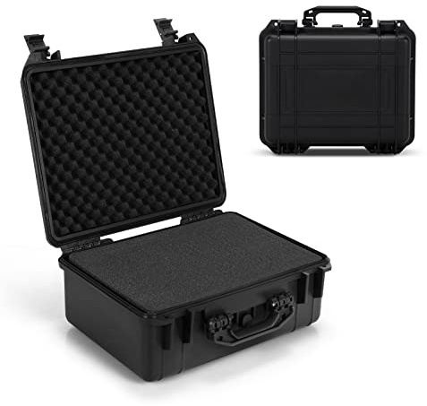 COSTWAY Portable Waterproof Hard Case, Compact Camera Case with Customizable Fit Foam, Dustproof Protective Tool Box for Electronics, Drones, Camera and Lens (Black, 13 Inch, 34x31x16cm)