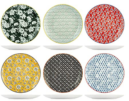 H&h set 6 piatti piani colourful assortiti cm27