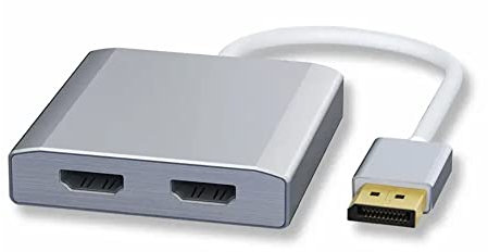 WJESOG 1x2 DisplayPort zum Dual HDMI Splitter Adapter, DP bis 2 HDMI Hub Multi -Stream -Transportunterstützung 4K -Auflösung Unterstützung MST, SST