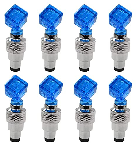 8 Pack Valve Stem LED Cap for Bike Bicycle Car Motorcycle Wheel Tire Light Lamp to Increase Night-Time and Bad Weather Visibility for Safety (Dice, Blue)