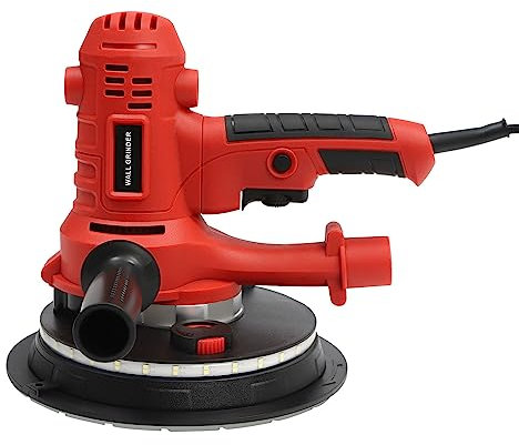 Smerigliatrice per muro a secco con aspirazione, levigatrice da parete senza polvere, con illuminazione a LED e 6 carta vetrata da 1200 W, 1200 – 2500 giri/min