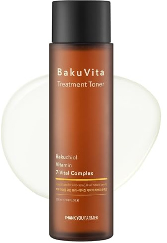 THANKYOU FARMER BakuVita Treatment Toner 200 ml - Alternative au rétinol Bakuchiol, Tonique à la vitamine C+E, Tonique hydratant, Anti-âge lent, Tonique coréen végétalien pour le visage
