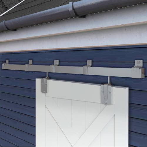 BARNSMITH 8FT Exterior Barn Door Hardware, Sliding Barn Door Hardware Kit Heavy Duty Barn Door Track for Outdoor Use(NO Door, Hardware Only)