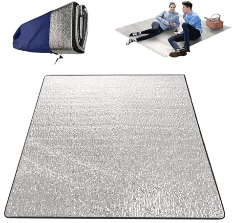 LNGJIN Tapis de Camping,200x200 cm Tapis de Sol Isolant en Aluminium,Enroulable Tapisen Aluminium,Tapisde Sommeil en Mousse,Tapisde Couchage léger pour Extérieur Camping Randonnée Pique-Nique
