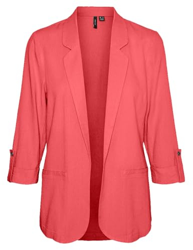 VERO MODA VMJESMILO WVN GA Noos - Chaqueta Holgada 3/4, Coral, M