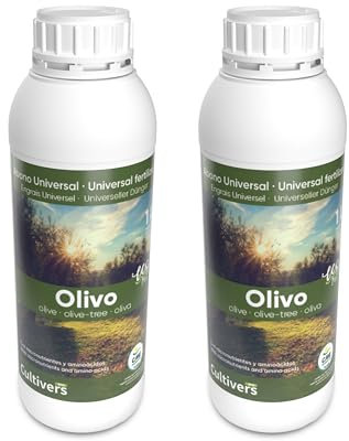 CULTIVERS Fertilizante Ecológico para Olivo Líquido 2x1L. Abono 100% Orgánico con Macronutrientes y Micronutrientes. Mejora la fructificación, cantidad y calidad de la Oliva