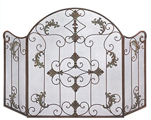 Pantallas Decorativas Chimenea Rejilla Estufa Pantalla Estufa De Calefacción Barrera Hogar Valla De Fuego Hierro Forjado Protección Contra Chispas Incorporada Accesorios De Decoración Para Chimen