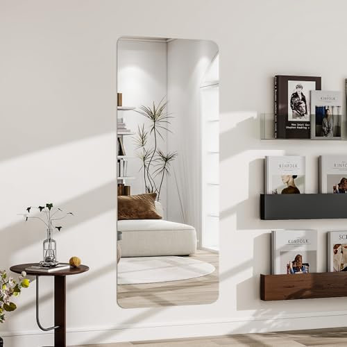 Koonmi Durchgehender Spiegel aus Acryl, 150x50 cm, rechteckig, abgerundete Ecken, ohne Rahmen, einteiliges, nahtloses, explosionsgeschütztes Glas, geeignet für viele Wände, hinter Türen