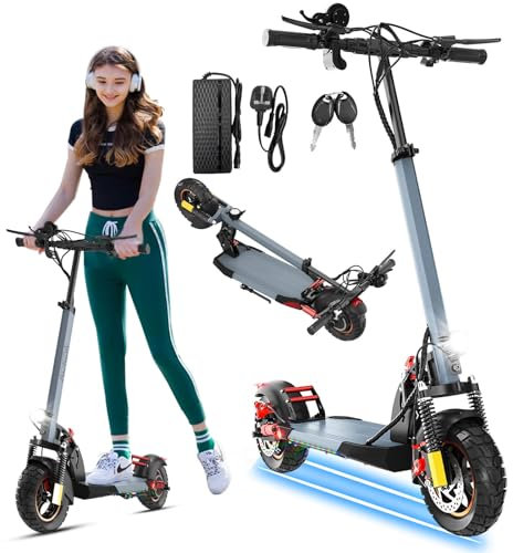 Patinete electrico para Adulto 800W,10 Patinete electrico Plegable,40-55 km de autonomía,batería de 48 V 15 Ah patín eléctrico, Velocidad de hasta 25 km/h,Carga máxima de 120 kg escooter