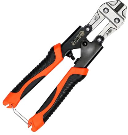 8Inch Mini Bolt Cutter,Heavy Duty CR-V Metal Wire Cable Cutters with Ergonomic Rubber Anti-Slip Handle for Thick Wire, Fencing, Orange