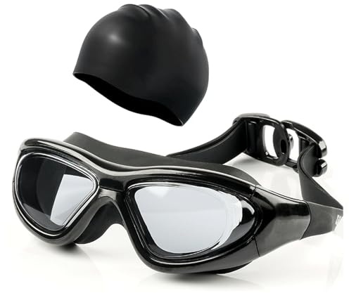 Generico Occhiali da Nuoto Ottici -2 a -9, Occhialini da Nuoto No Leakage Anti Appannamento Protezione UV per Uomo e Donna Inclusa Cuffia da Nuoto (-7.00)