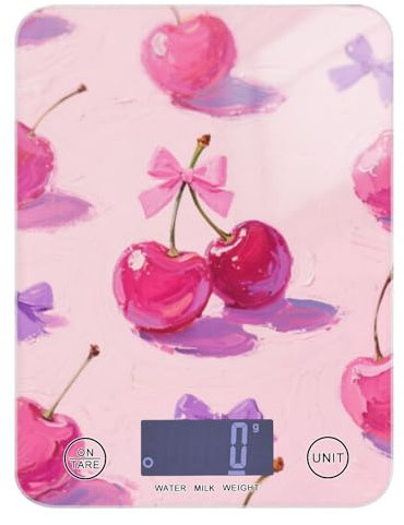 Pink Cherry Bow Bilancia da cucina per cucina 5 kg/5 g, bilancia da cucina piccola con 4 unità per (utente) (utente) (utente) peso digitale para comida
