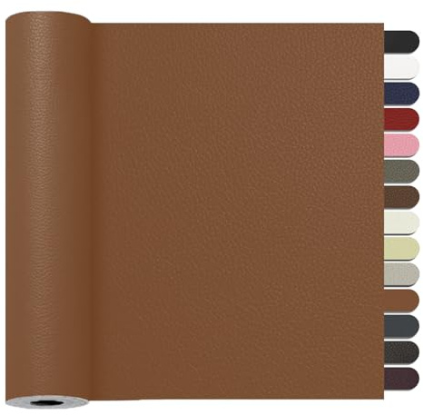 RggEyy Kunstleder Selbstklebend Hellbraun, 60x120cm Leder Reparatur Set, Leder Patch, Selbstklebend Lederflicken Leather Repair für Sofa, Möbel, Autositze, Jacken, Handtaschen.