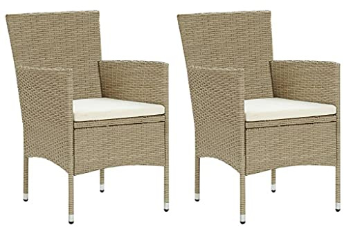 Mimdixy Sedia da giardino da bistrò, 2 pezzi, polyrattan, beige