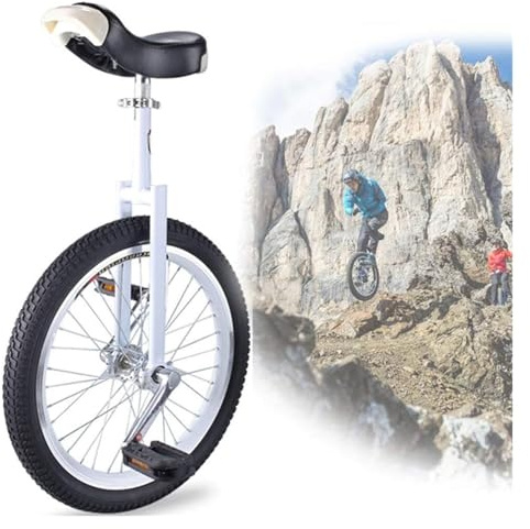 SFQEVHRZ Monocycle, Pneus antidérapants réglables de 18 Pouces for l'extérieur, avec Support Rangement Robuste(White)