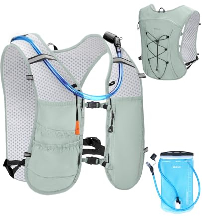 ECOHUB Running Vest with 2L Water Bladder, Lightweight Adjustable 6-Pocket Hydration Backpack for Jogging, Trail, Marathon, Cycling, Hiking, Men and Women