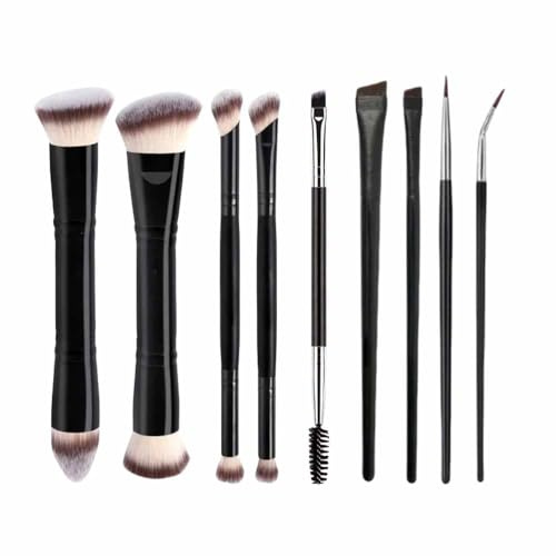 Juego de brochas de base, brocha correctora, brocha para polvos, brocha de base kabuki plana de doble extremo, juego de brochas de maquillaje profesional para ojos y cara, pincel kabuki de doble