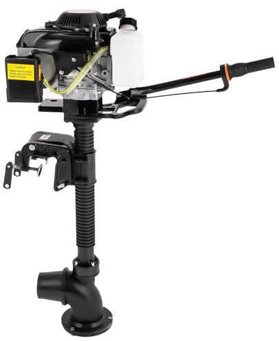 Outboard Motor 4HP 4-Stroke Jet Pump Outboard Engine with 55cc Displacement & 360-degree Rotation Portable Boat Motor for Inflatable Fishing Boats & Canoes Under 4m