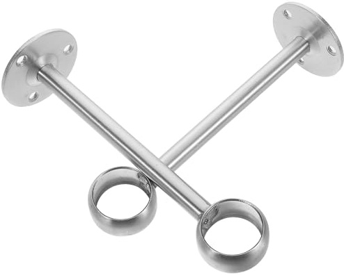 GALPADA Asta Facile 2 Supporti Pezzi in Inossidabile Acciaio per Tende Testa Rotonda Design Robusto Installazione Adatti per Tende e Abbigliamento Soggiorno