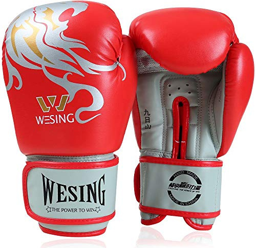 Wesing Lion - Guantoni da boxe per kickboxing, guantoni da allenamento in gel, per uomini e donne, guanti da allenamento