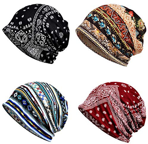 4 PCS Women Baggy Slouchy Beanie Chemo Hat Cap Slouchy Snood Hat Cancer Headwear