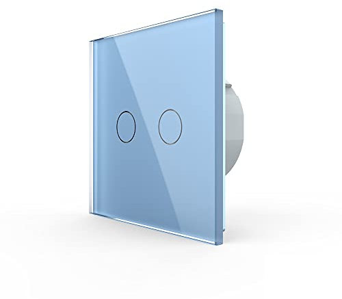 Rolladenschalter Touch VL-C702W-19 Blau Bunt 2 Weg Rolladen Lichtschalter Licht Schalter Wandschalter ein Fach hoch runter Glasrahmen Glas Blende