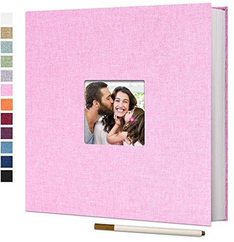 Vienrose Selbstklebende 10x15 Fotoalbum Einkleben und zum Selbstgestalten Groß leinen Photoalbum mit 40 Weißen Seiten, Hochzeit Jahrestag Geburtstag Geschenke mit Einem Kugelschreiber, 28x27cm