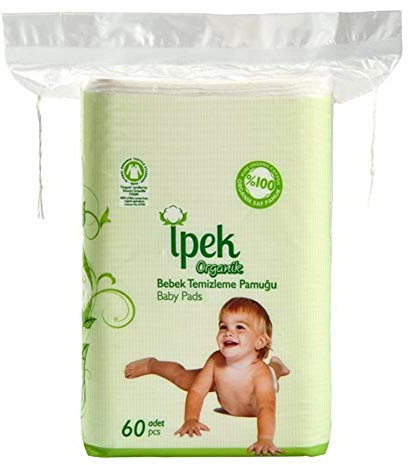 Ekologiska stora torra dynor 100 % bomullsrutor för babyvård blöjor (120 stycken)