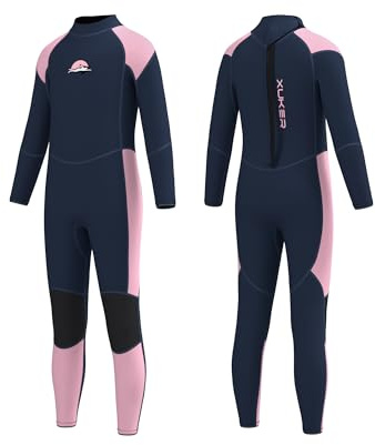 XUKER Kids Wetsuit for Boys Girls Toddlers, 3mm Wetsuit Back Zip Neoprene Thermal Full Body Wetsuits for Youth Teens Scuba Dive Swimming Boating Snorkeling