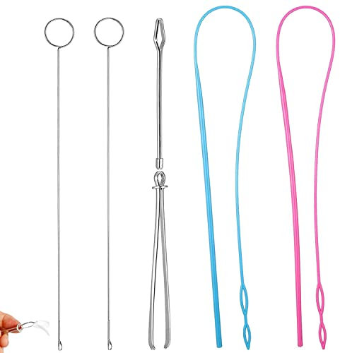 acdokuk 6 Teiliges Nähschlaufen Set, Nähen Schleife Kit, Einfädler Haken, Metallpinzette, Lange Schlaufenwender, Werkzeug mit Verriegelung für Stoff Gürtel Streifen DIY Stricken Zubehör