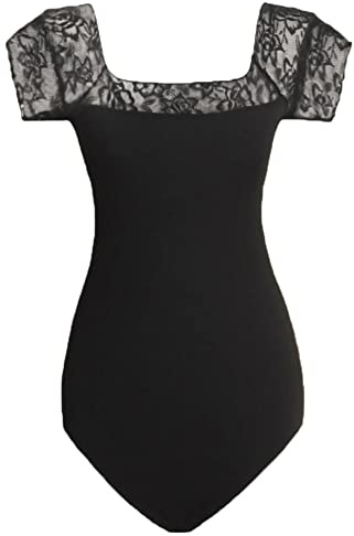 ROYAL SMEELA maillot ballet negro mujer leotardos danza body ballet maillot de ballet maillot danza adulto mallot de ballet/danza body danza mujer body ballet Manga corta Encaje leotardo ballet