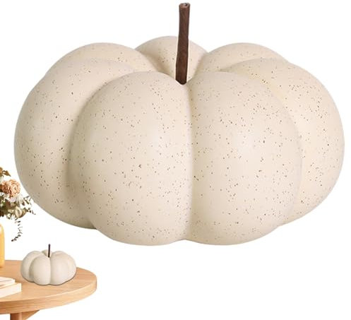 HUNYA Citrouilles en céramique d'extérieur,Citrouille en céramique Blanche - Boule de Citrouille d’Automne de Thanksgiving,Décor d'arbre d'automne, décor d'arbre de noël, Ornement d'automne de