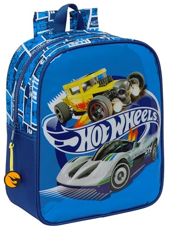 HOT WHEELS SONNY Barnryggsäck, Barnryggsäck, Bilanpassningsbar skolryggsäck, perfekt för dagis, bekväm och mångsidig, kvalitet och styrka, 22 x 10 x 27 cm, marinblå