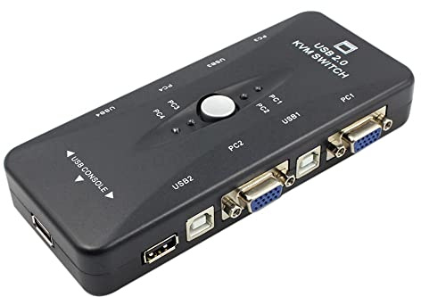 Foemey One för fyra 4-portars USB 2.0 KVM växellåda + 4 KVM-kablar tangentbordsmonitor VGA SVGA PC bärbar dator