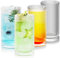 POLIDREAM Juego de 4 vasos para beber de 480 ml, vasos de cristal vintage con relieve, tazas de café románticas, vasos de whisky vintage, vasos de agua acanalados para cerveza, zumo, whisky, cócteles,