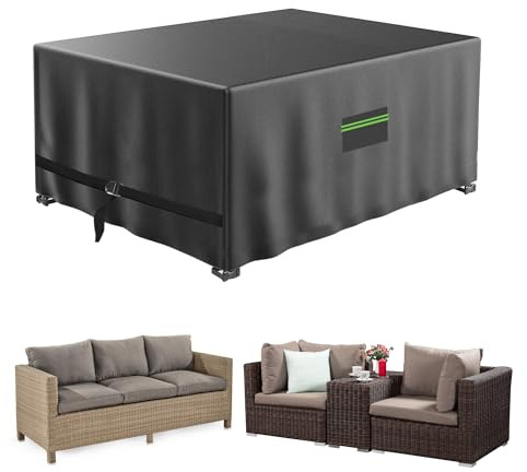 Neuradical Gartenmöbel-Abdeckungen, 420D-Oxford-Gewebe, super wasserdichte Abdeckung für Tisch- und Stuhlsets, Terrassen-Rattanmöbelsets, UV-beständig, staubdicht (Schwarz, 150x90x75cm)