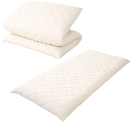EMOOR Matelas Futon Japonais Extra-épais sans Ourlet 140 x 200 cm Blanc, Fabriqué au Japon Pliable pour Lit de Sol Tatami