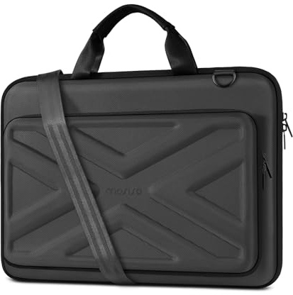 MOSISO Laptop med hårt skal för män och kvinnor, 15–15,6 tums datorväska, kompatibel med MacBook, HP, Dell, Lenovo, Asus, bärbar dator, 16 tums laptopväska med framficka och axelrem, skiffergrå