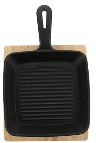 Cabilock Sarten Cuadrada Plancha Sartén De Cocina Antiadherente Para Tortillas y Panqueques Con Tabla De Madera Fácil De Limpiar