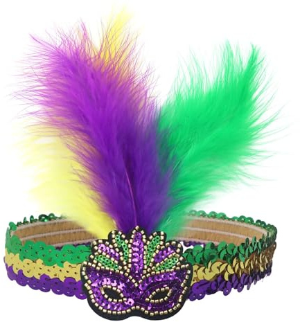 Bandeau à Plumes Colorées,Années 1920 Fascinateur,Bandeau Plumes de Fleur Artificielle,Vintage Serre Tete,1920S Accessoires Cheveux pour Cocktail Mariage Goûter Décoration Halloween Carnaval Cosplay