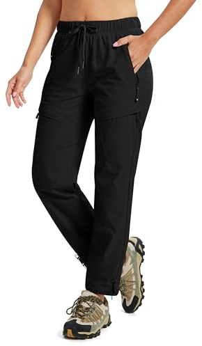 MoFiz Pantalons de Randonnée Femme Outdoor Cargo Trekking | Déperlant, 5 Poches Zippées, Protection UV, Décontracté, Stretch, Léger, Montagne, Cordon de Serrage