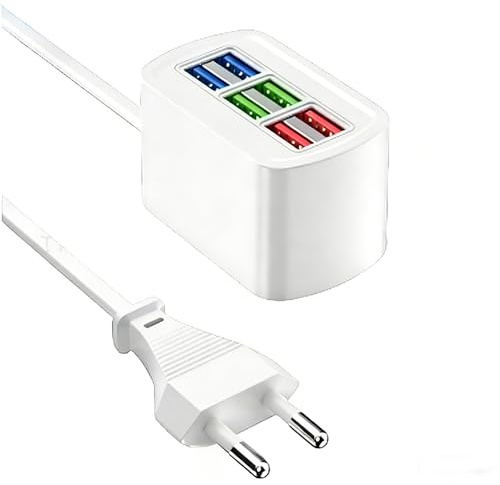 6-port USB-laddare med 1 m kabel, bärbar multiladdningsstation, USB C-laddare, 6-port bärbar adapter Hub Travel för resor och hem smartphones, surfplattor och andra enheter