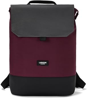 LARKSON Mochila Mujer Gris Rojo - Nina - Mochila con Compartimento para Portátil para Universidad Trabajo Viajes y Bicicleta - Medium Backpack - Repelente al Agua