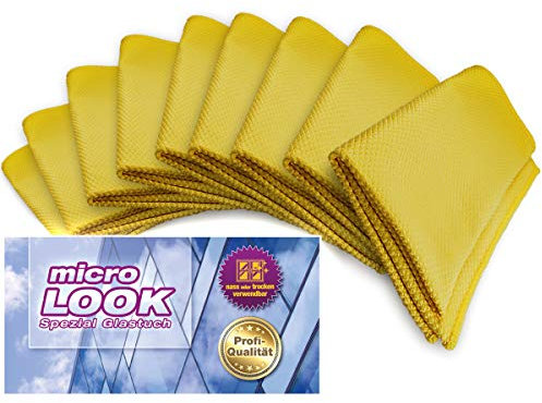 KABITEC MICRO LOOK Spezial-Glastuch, 9 Stück │ Mikrofasertuch Glasreinigungstuch Fenstertuch Fensterleder