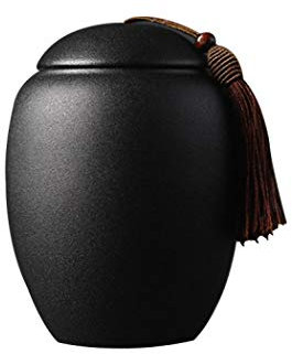 KALINU Ceramic Tea Jar Vintage Chinese Style Storage Jars Canisters Tea Tins Cans Black Canister Traditional Tea Caddy Sealed Lids Home Kitchen Dining (16 * 11.4cm)