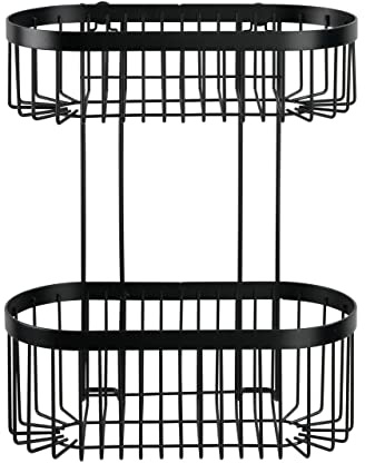 WENKO Wandregal 2 Etagen Classic Plus Black mit Vacuum-Loc® Adapter Duschregal, Befestigen ohne Bohren Schwarz