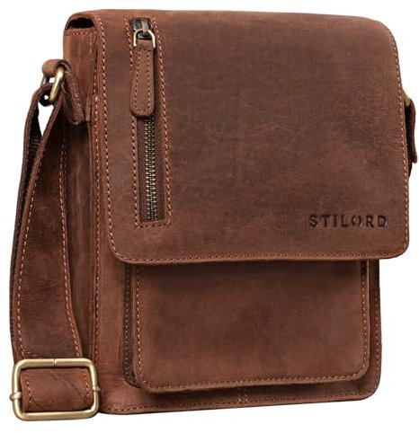 STILORD Herren-Umhängetasche braun - Kleine Vintage Schultertasche - 8,4 Zoll Messenger-Bag - Tablettasche aus echtem Büffel-Leder 'Finn'